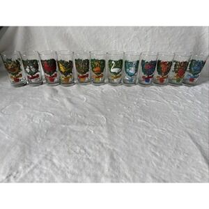 Twelve Days of Christmas Glasses 12 oz Tumblers Set Indiana American Glass